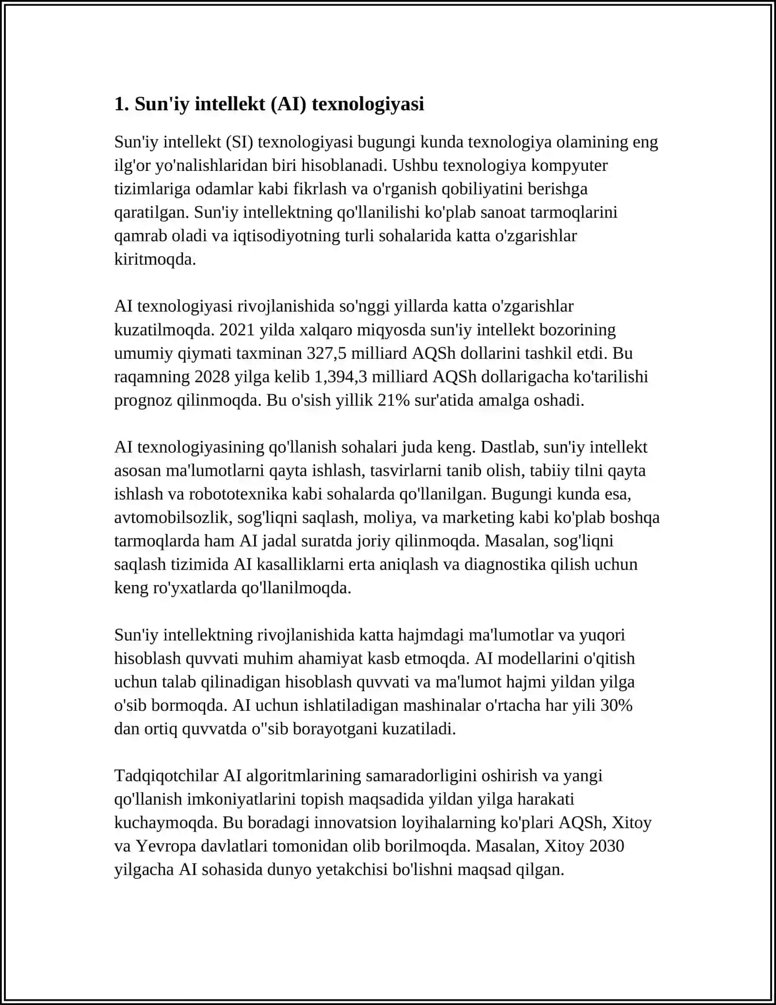 Sun'iy intellekt (AI) texnologiyasi 3