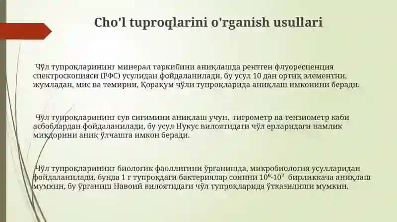 Cho'l tuproqlarining ekologiyasi 3