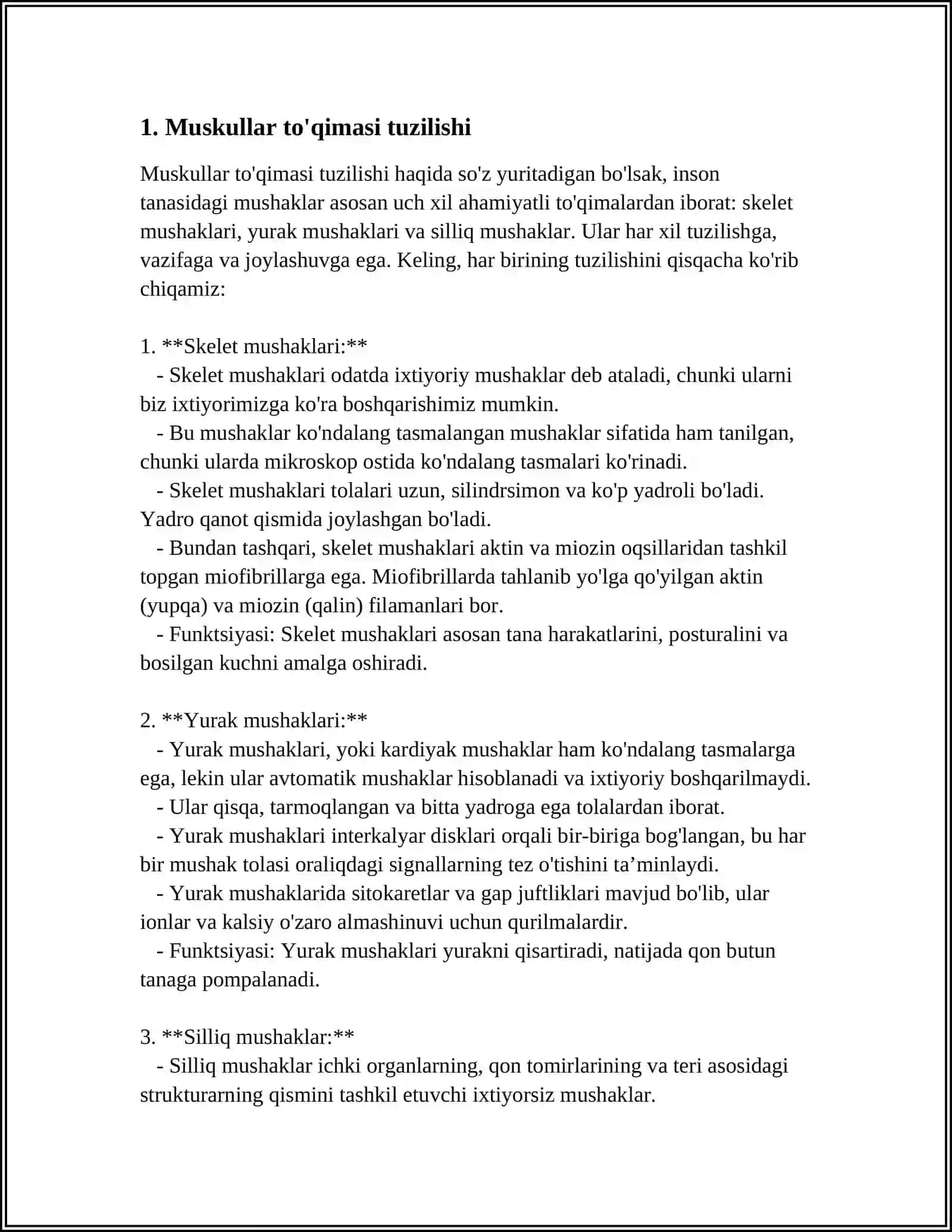 Muskullar to'qimasi tuzilishi 3