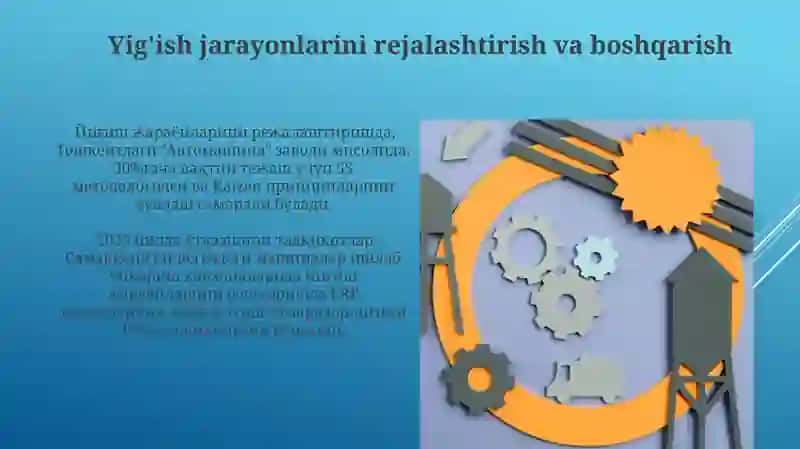 Yig'ish jarayonlarini rejalashtirish va boshqarish 3