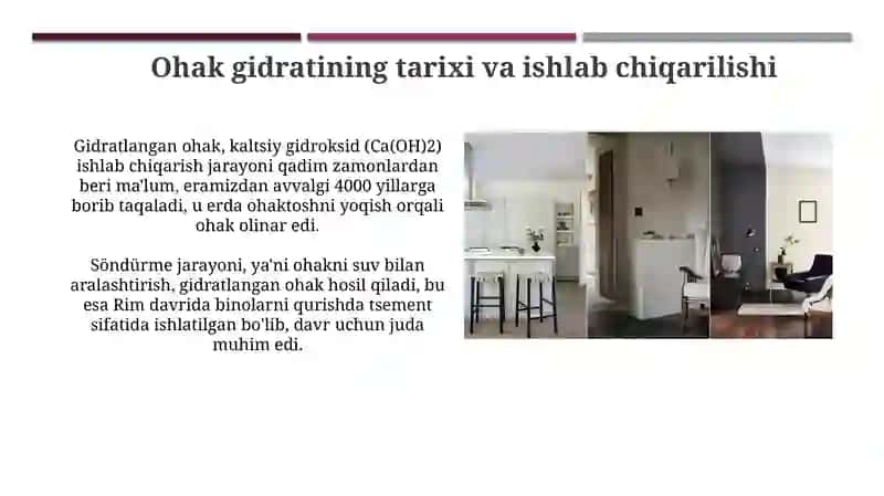 Gidratlangan ohakning tarixi va ishlab chiqarilishi 3