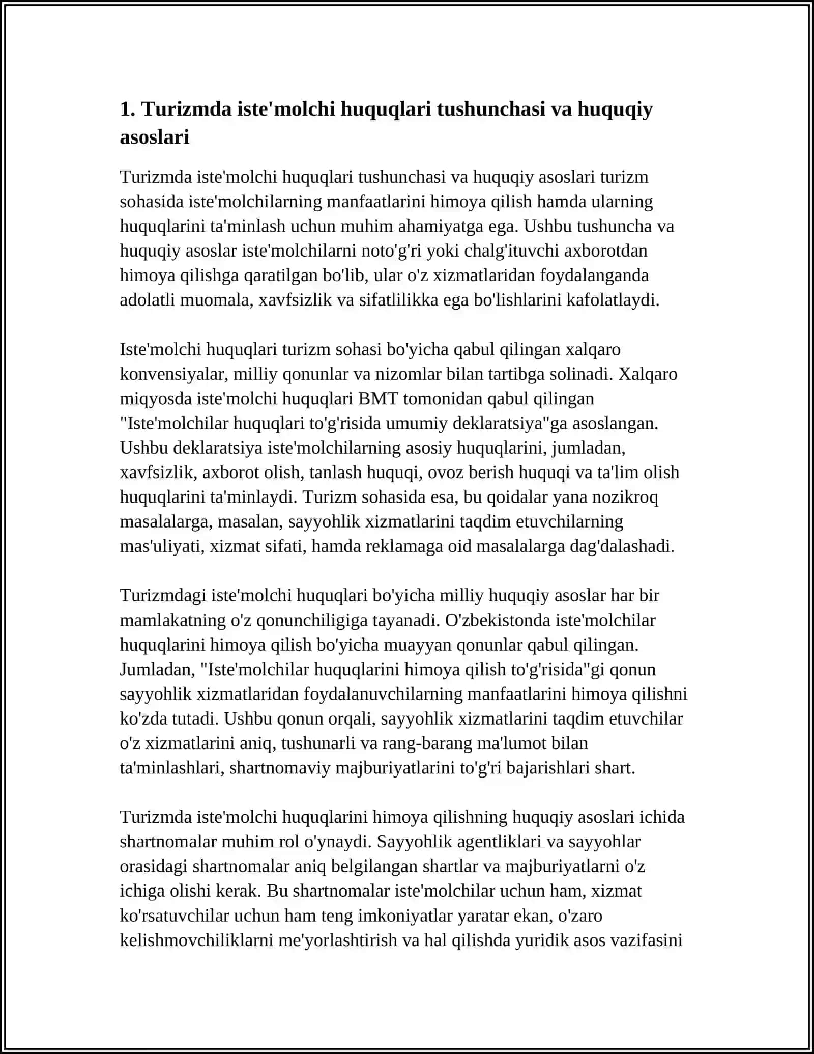TURIZMDA ISTE'MOLCHI HUQUQLARINI HIMOYA QILISH:STANDARTLASH VA SERTIFIKATLASHNING ROLI 3