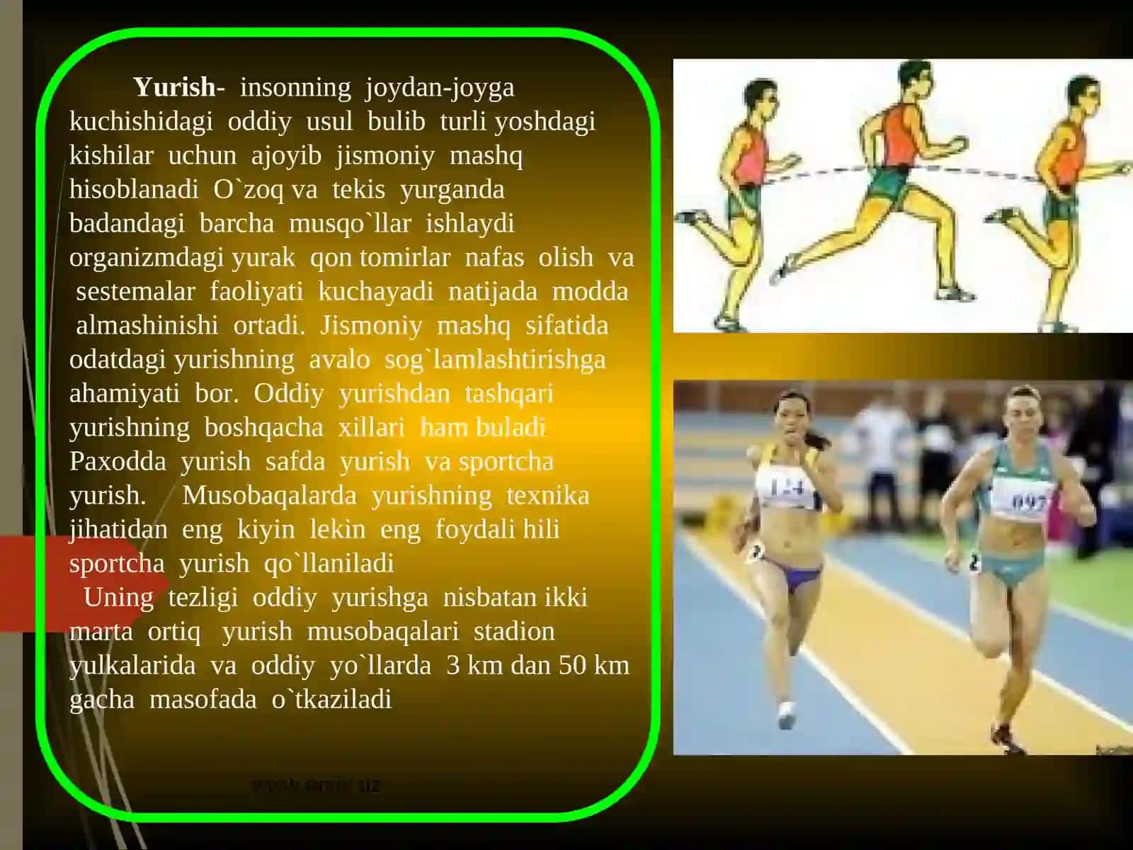 Sportcha yurish texnikasini o'rgatish metodikasi 3