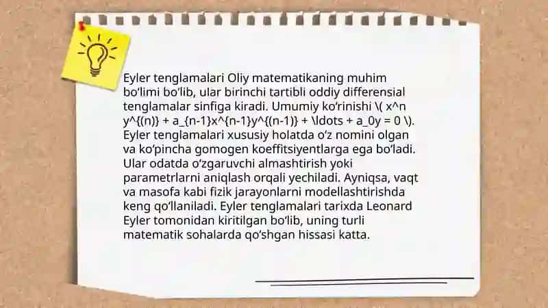 Eyler tenglamalari 3