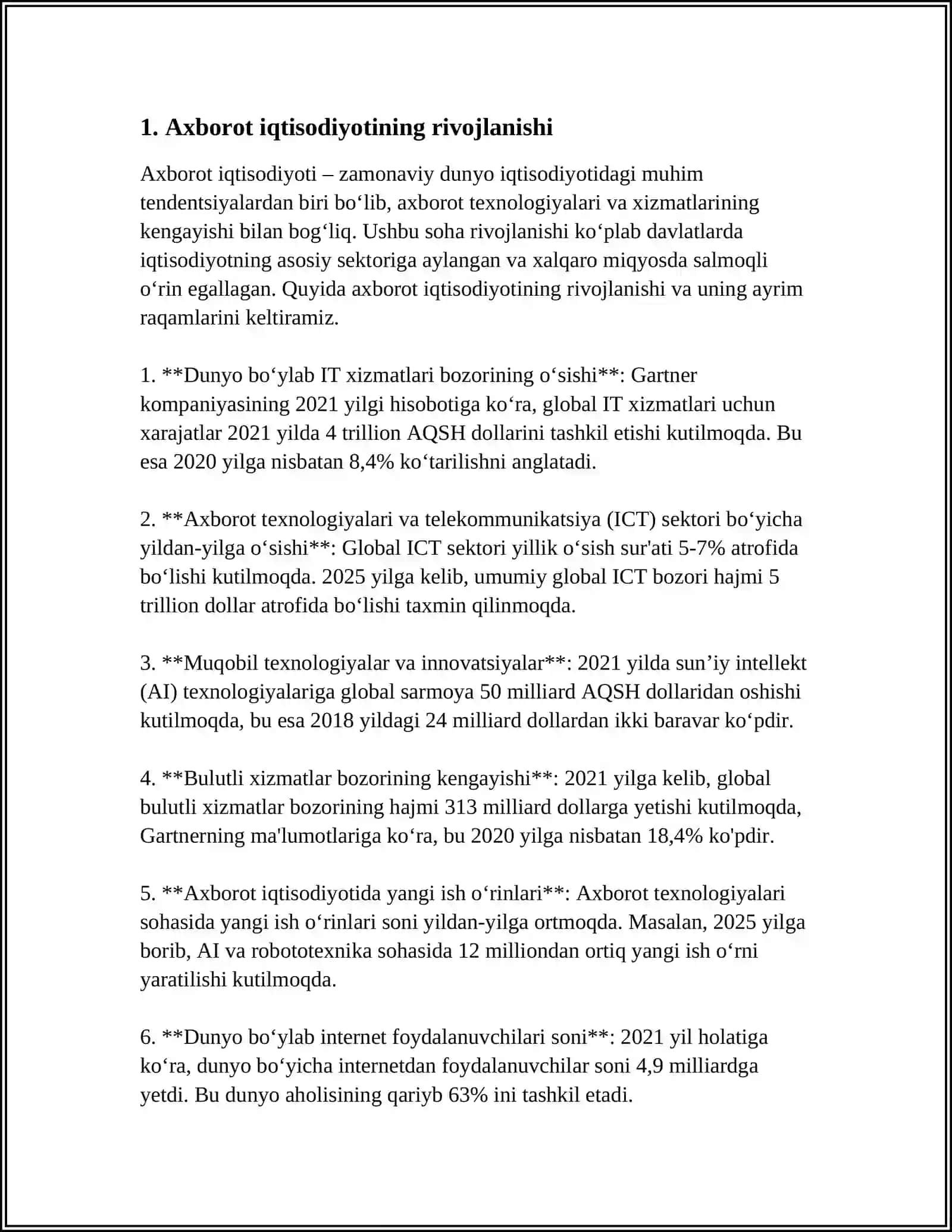Axborot iqtisodiyotining rivojlanishi 3