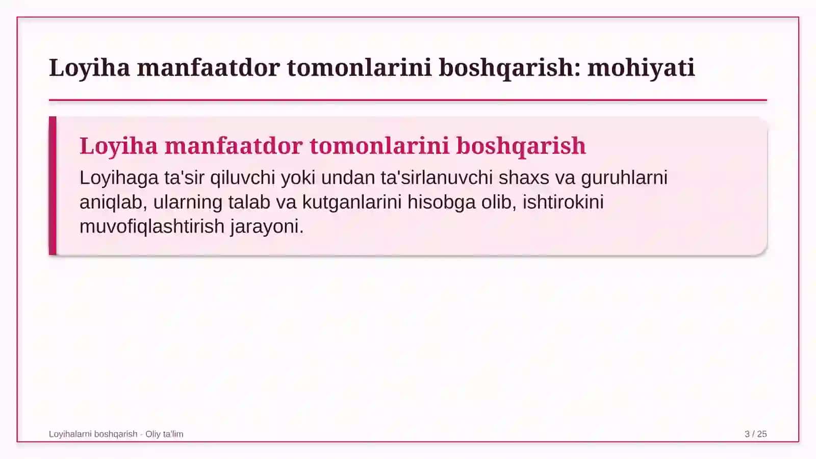 gidrometeorologiya xizmatida loyiha manfaatdor tomonlarini boshqarish 2629 3