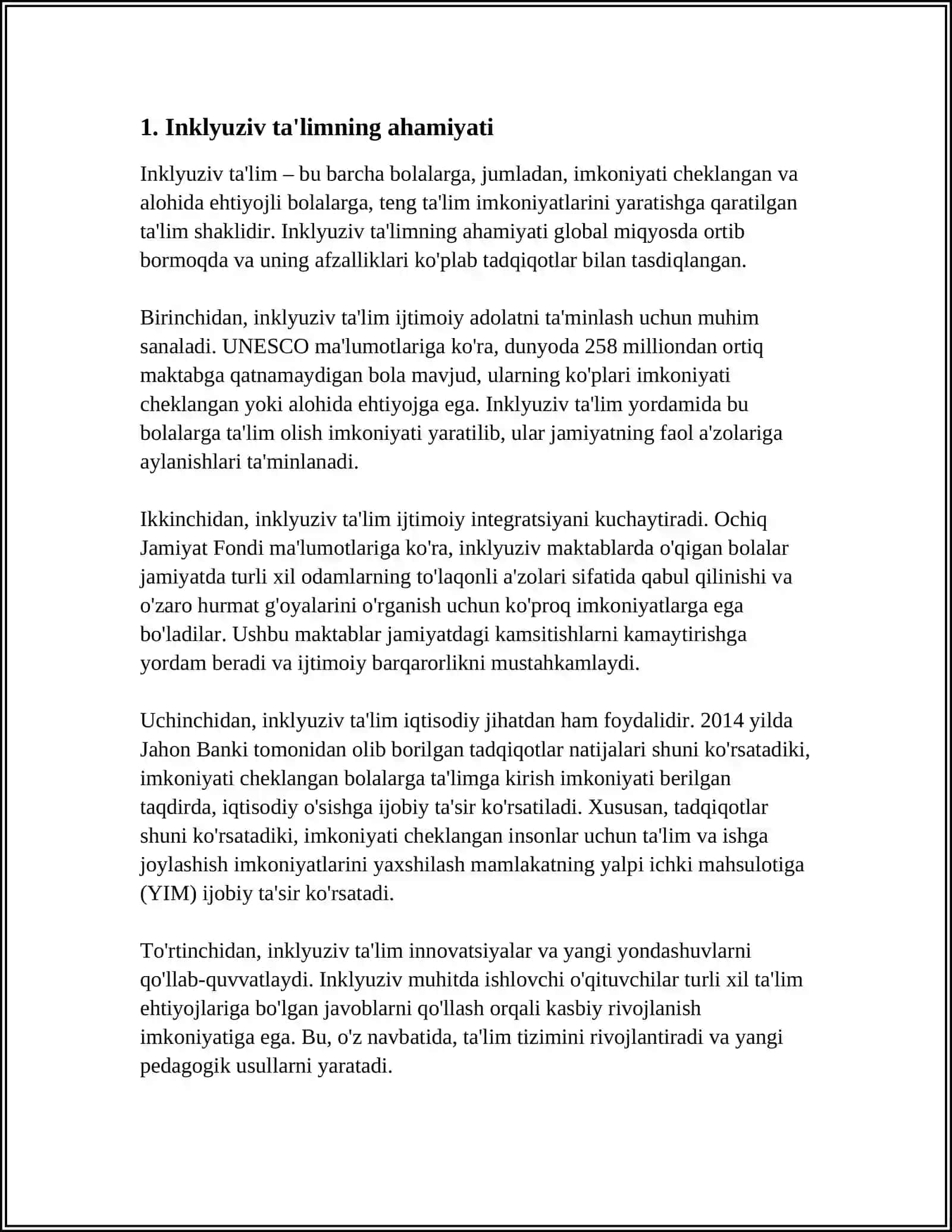 MUSTAQIL ISH Mavzu: INKLYUZIV TAʼLIM SENSOR NUQSONLI BOLARAR 3