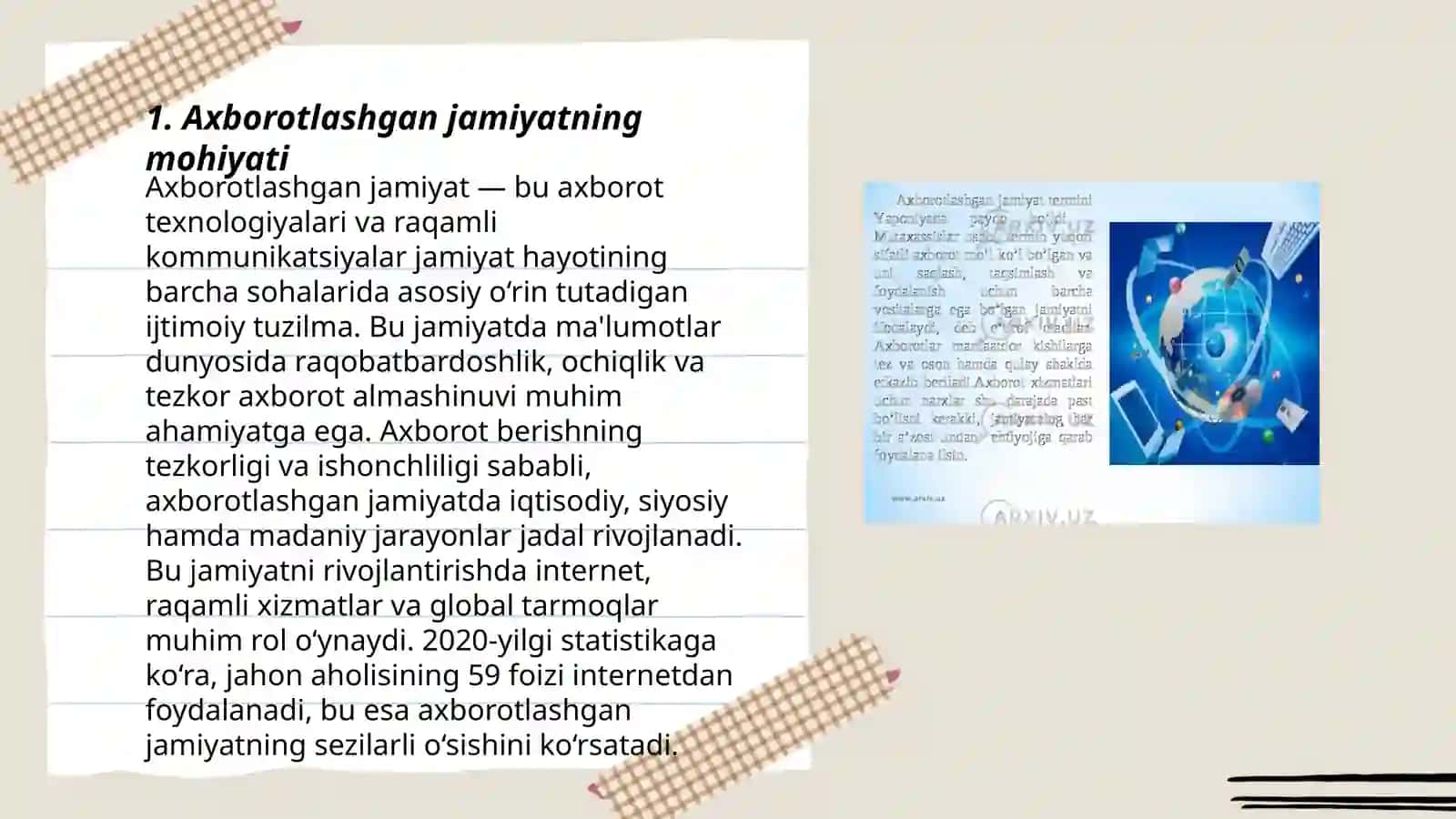 Axborotlashgan jamiyat -svilizatsiya taraqqiyotining yangi tarixiy bosqichlari 3
