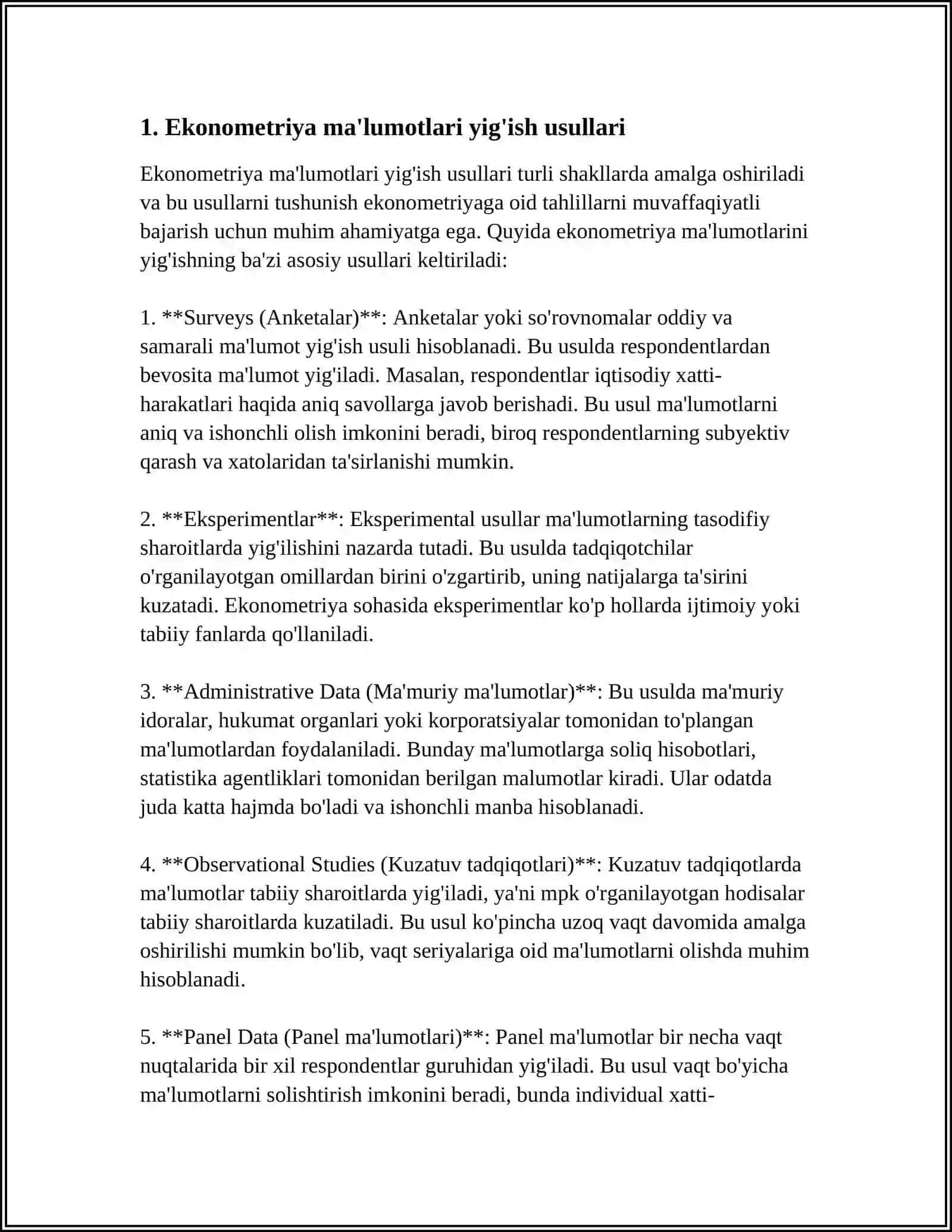 EKONOMETRIK MODELLARNING AXBOROT TA’MINOTI 3