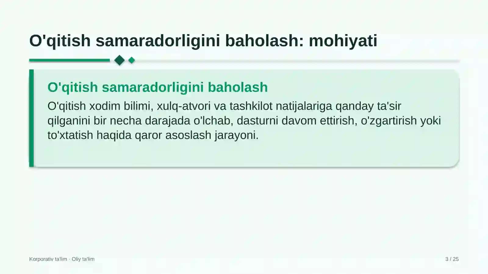Quyonchilikda o'qitish samaradorligini baholash 3
