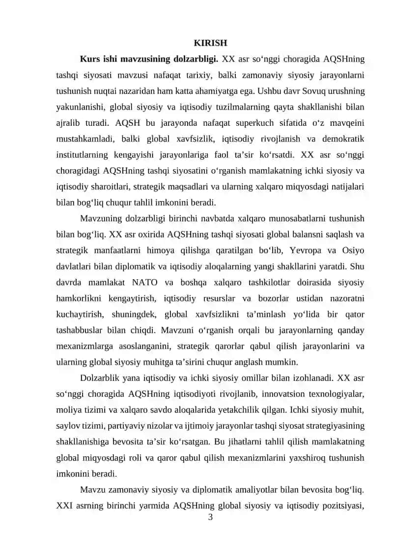 XX asr so'nggi choragida AQSHning tashqi siyosati 3
