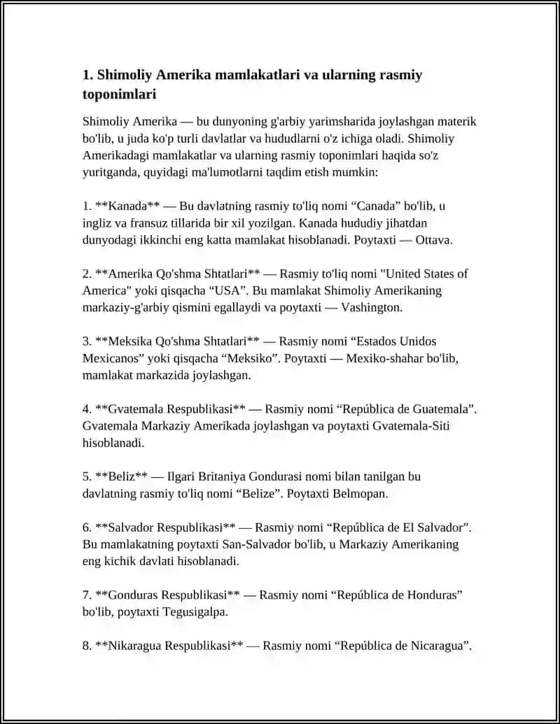 SHIMOLIY AMERIKA TOPONIMLARI 3