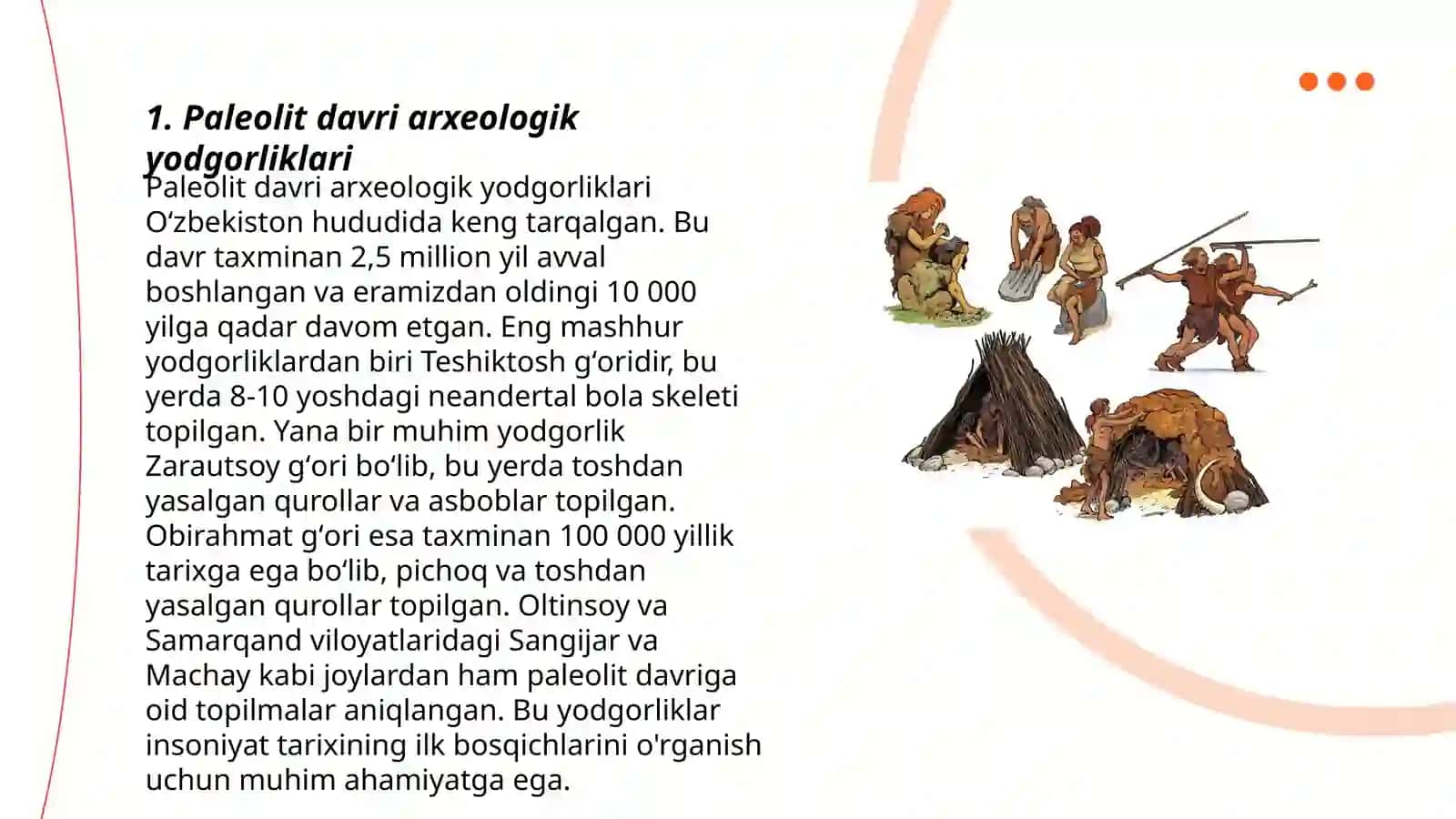 Paleolit davri arxeologik xoʻjaligi va moddiy madaniyati 3