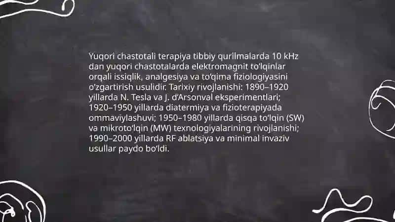 Yuqori chastotali terapiya usullari 3