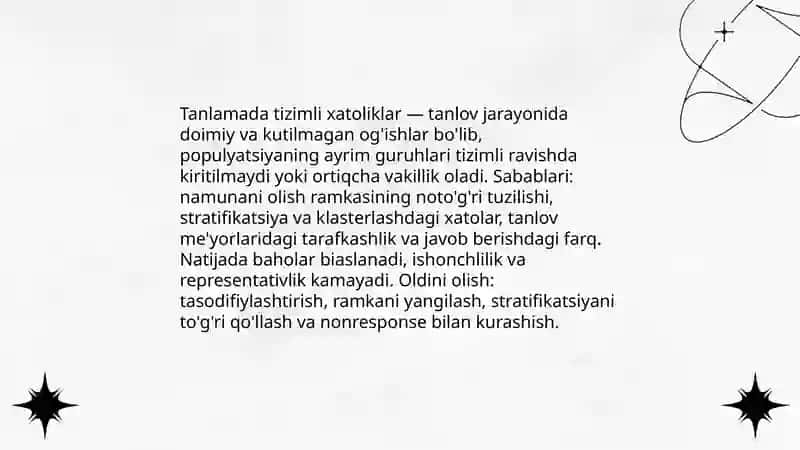 Tanlama kuzatishda xatolik 3