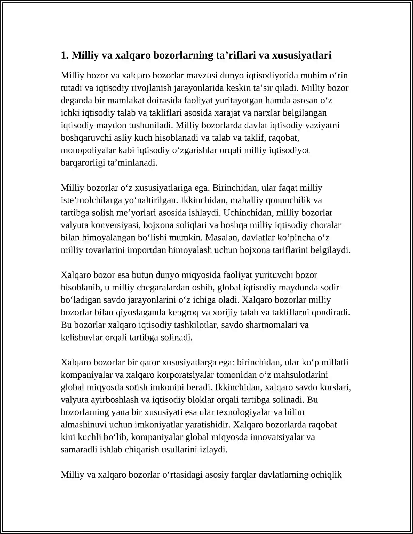 MILLIY VA XALQARO BOZORLAR 3