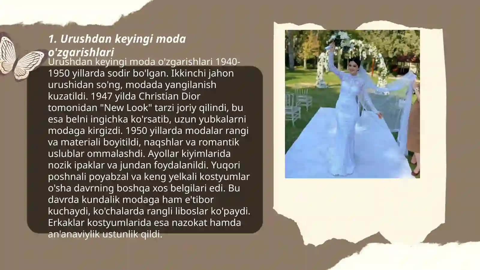 Urushdan keyingi 1947 yilgacha moda haqida 3