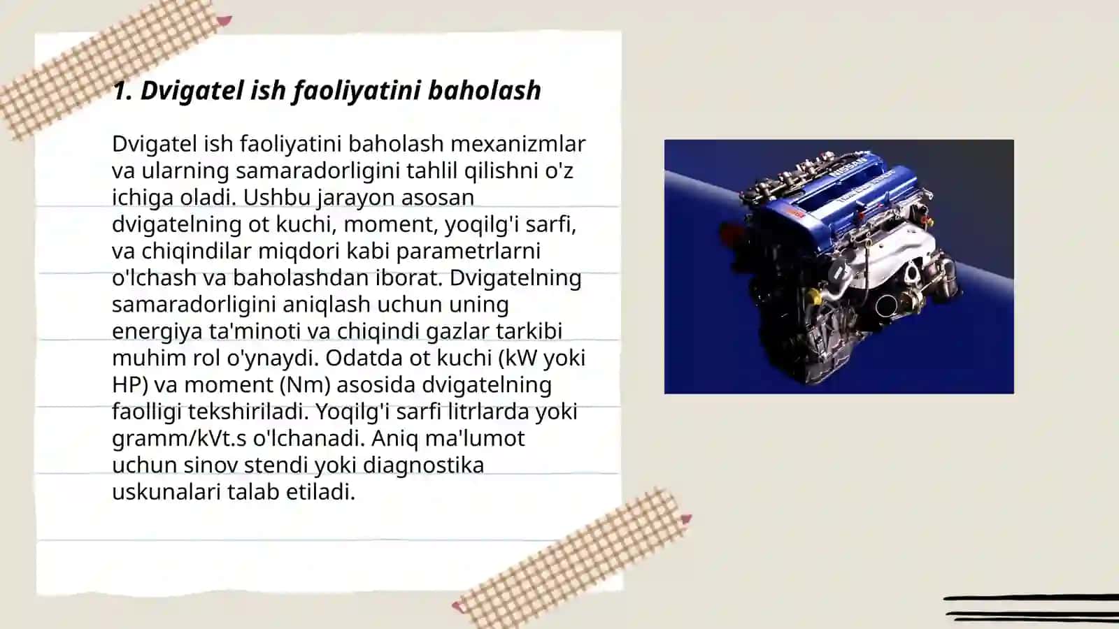 Dvigatel ish faoliyatini baholash 3
