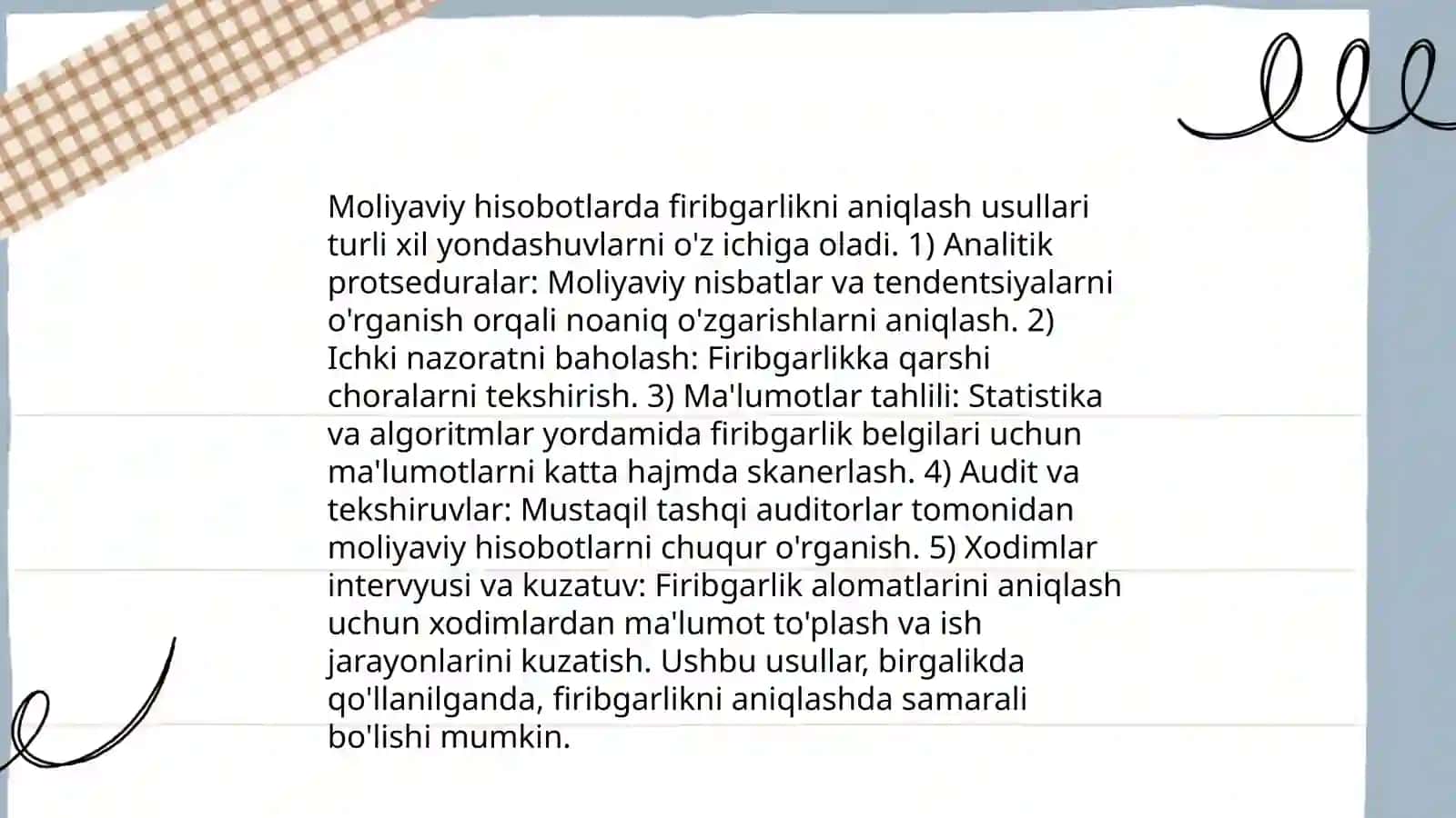 Moliyaviy hisobotlarda firibgarlikni aniqlash usullari 3