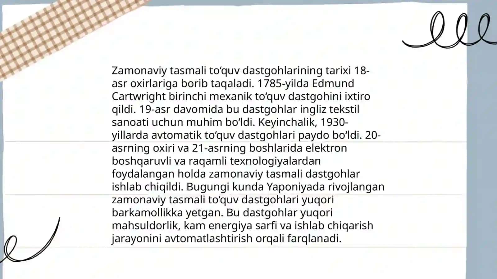 Zamonaviy tasmali to‘quv dastgohlarining tarixi 3