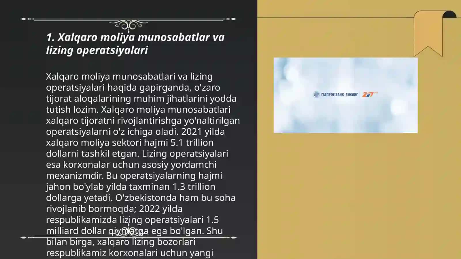 Xalqaro moliya munosabatlar rivojlanishda xalqaro lizing operatsiyalarining o'rni 3