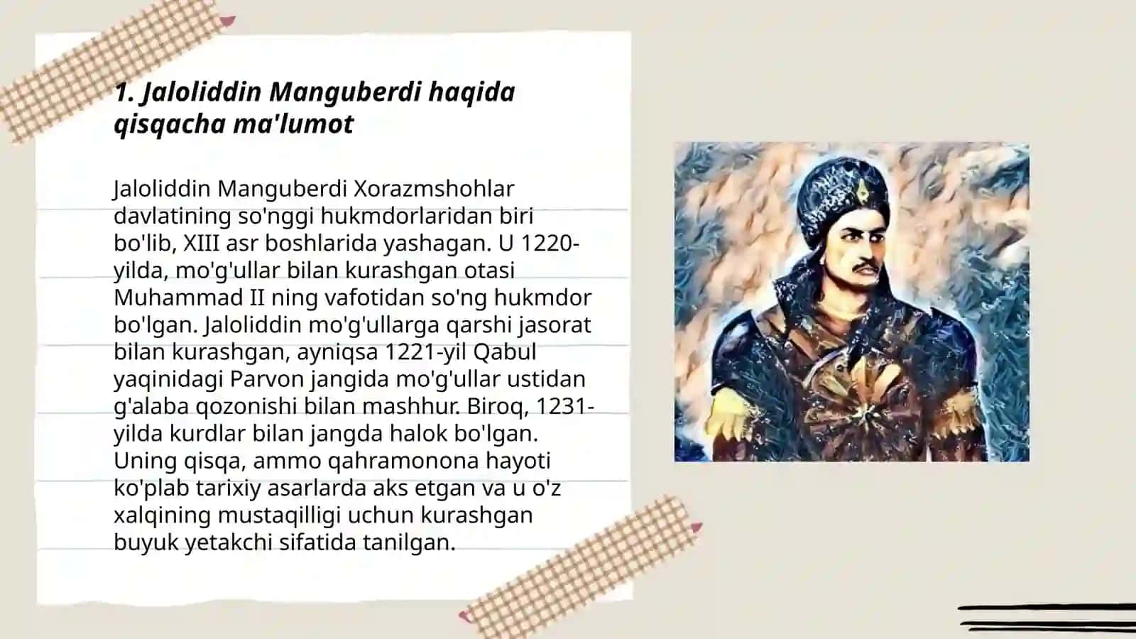 Jaloliddin Manguberdi - vatan himoyachisi 3