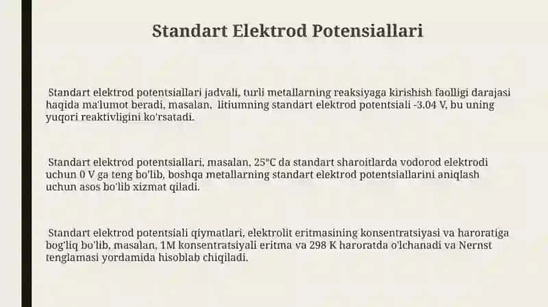 Standart Elektrod Potensiallari 3