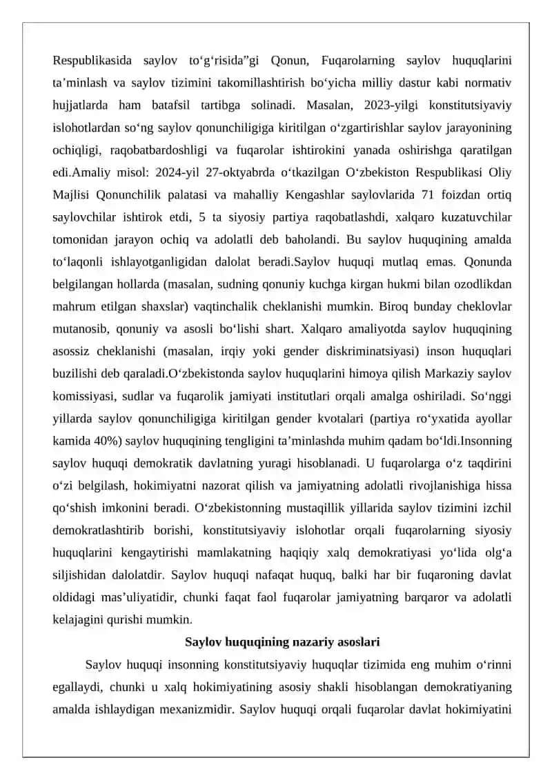 Insoninning saylov huquqi tushunchasi 3