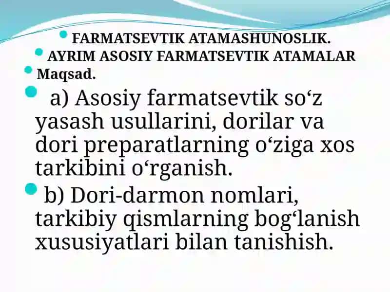 FARMATSEVTIK ATAMASHUNOSLIK 3