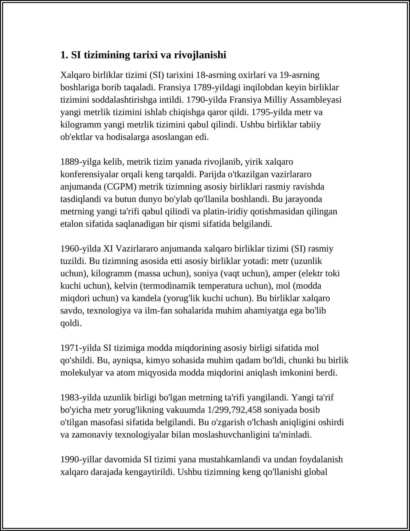 XALQARO BIRLIKLAR TIZMI (SI) 3
