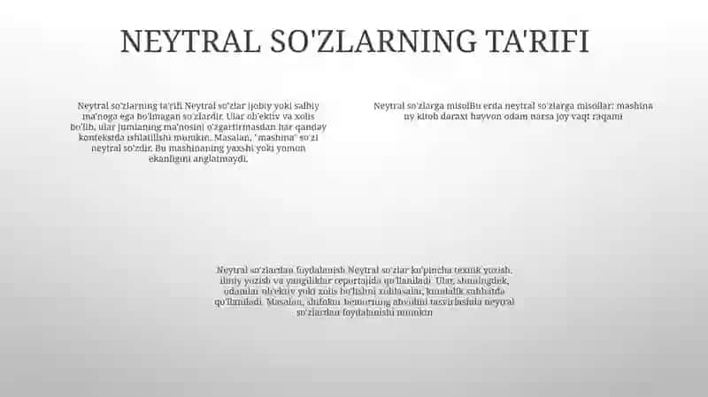 Neytral So'Zlar 3