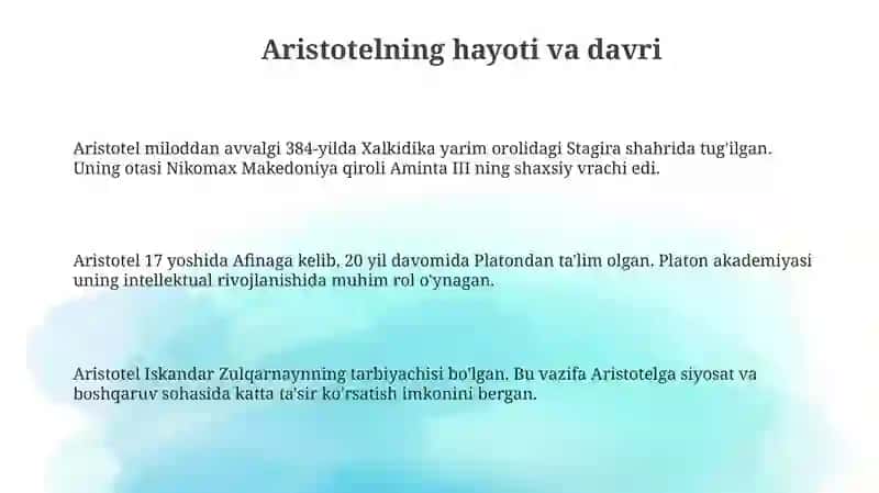 Aristotel asarlari asosida 3