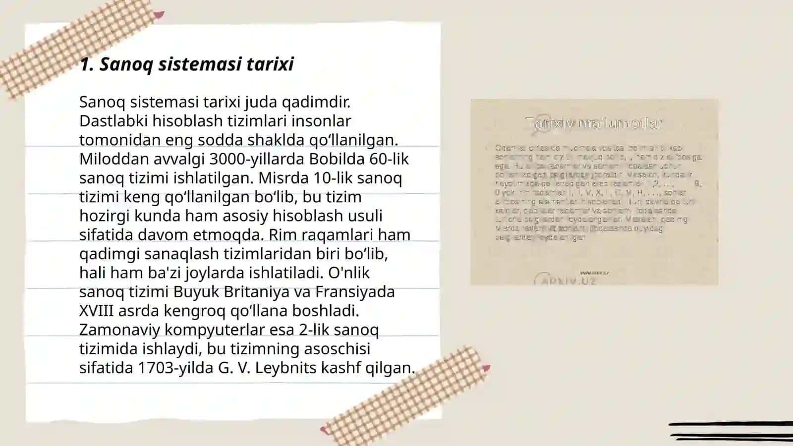 Sanoq sistemasi tushunchasi 3