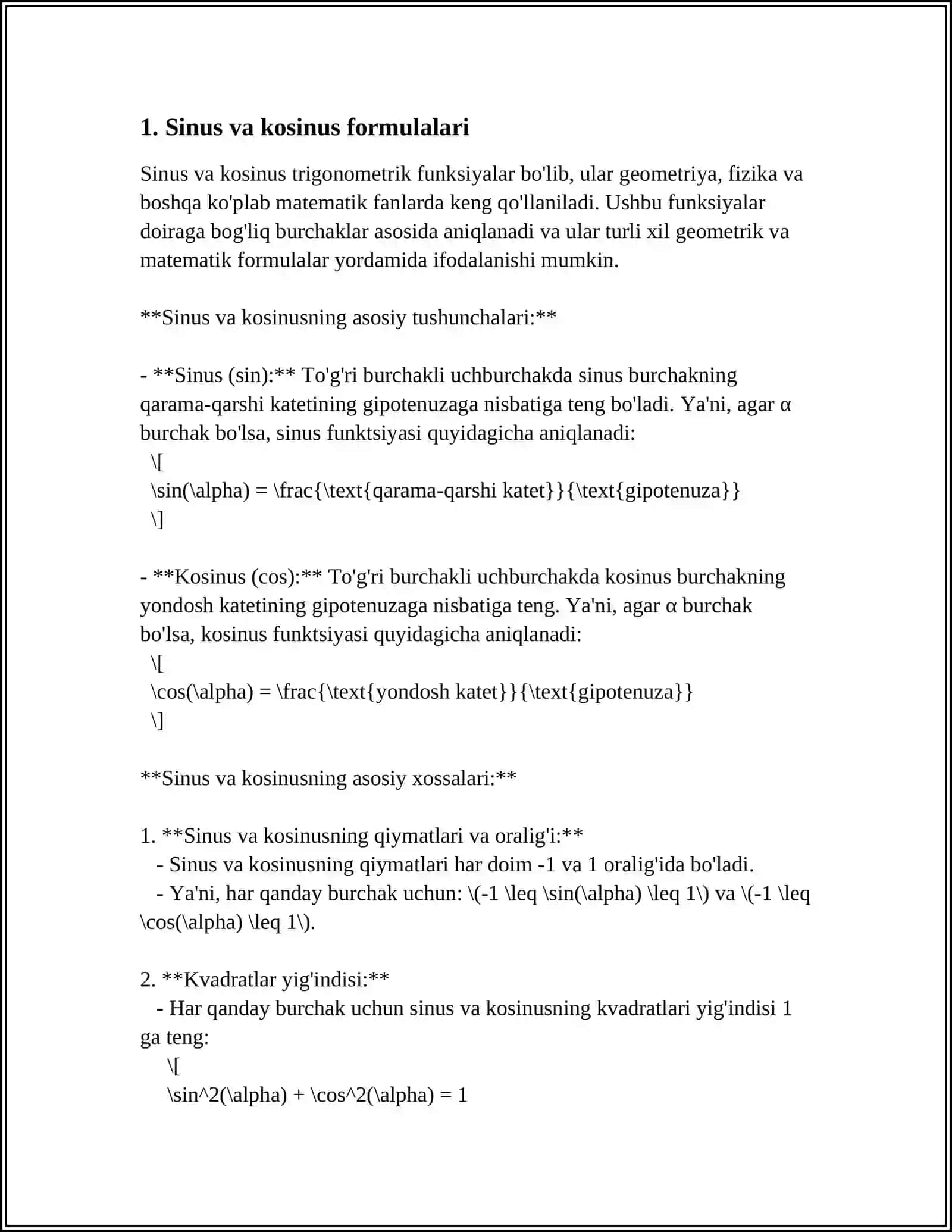 TRIGONOMETRIK AYNIYATLAR 3