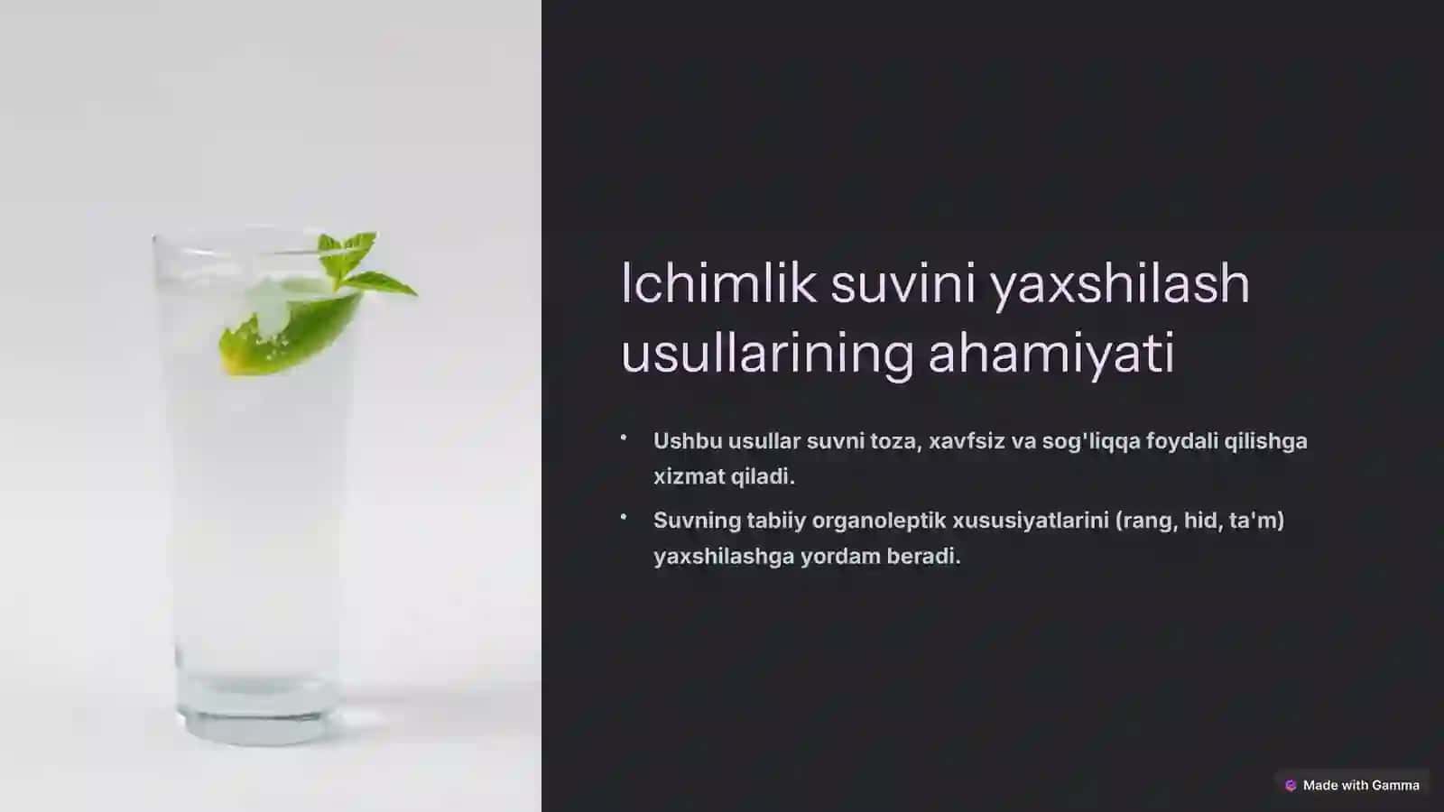 Ichimlik suvini yaxshilash usullarining gigiyenik tavsifnomasi 3
