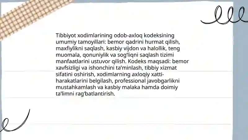 Tibbiyot xodimlarining odob-axloq kodeksi 3