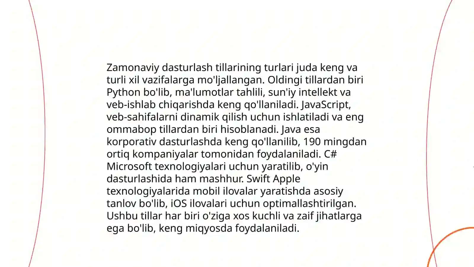 Zamonaviy dasturlash tillari.Dasturlash muhitlari 3