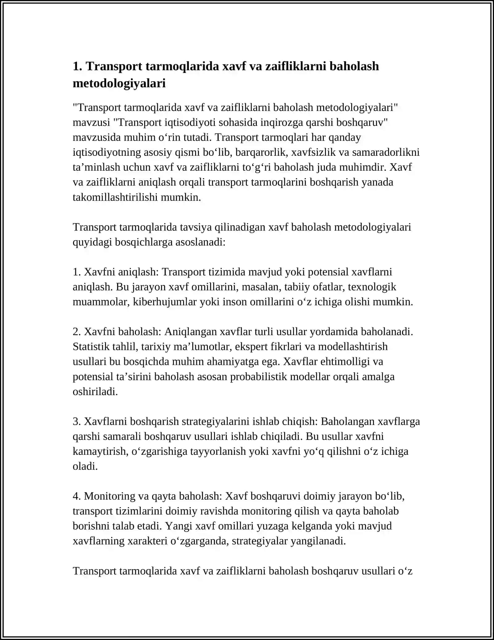 TRANSPORT IQTISODIYOTI SOHASIDA INQIROZGA QARSHI BOSHQARUV 3