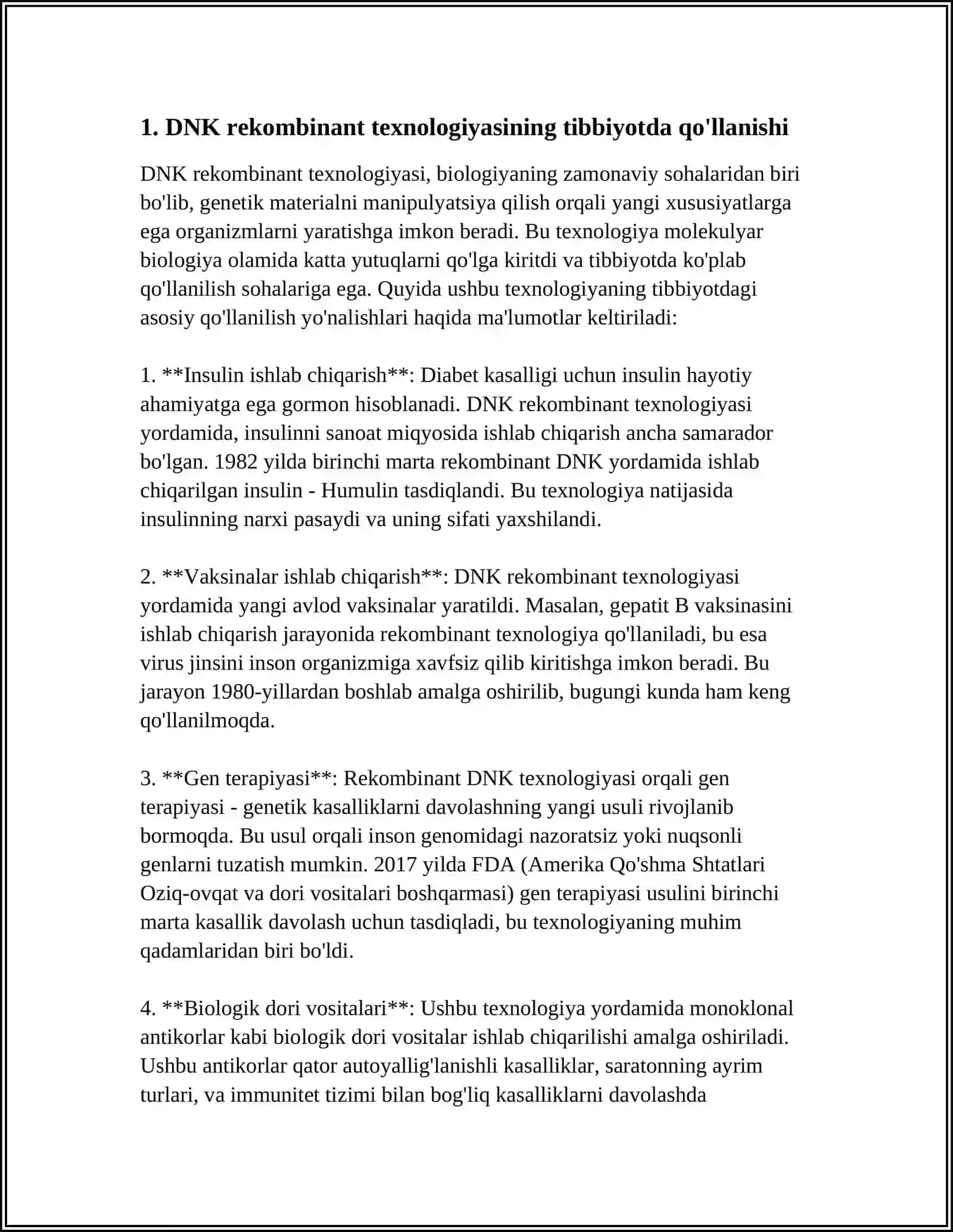 DNK rekombinalarini tibbiyotda qollanilishi 3