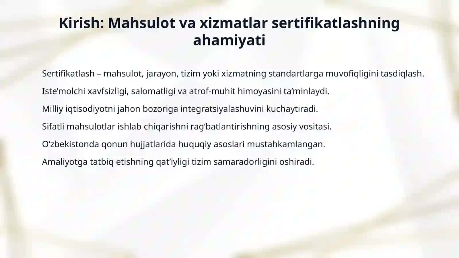 Mahsulot va xizmatlarning sertifikatlash Respublika qonuni 3