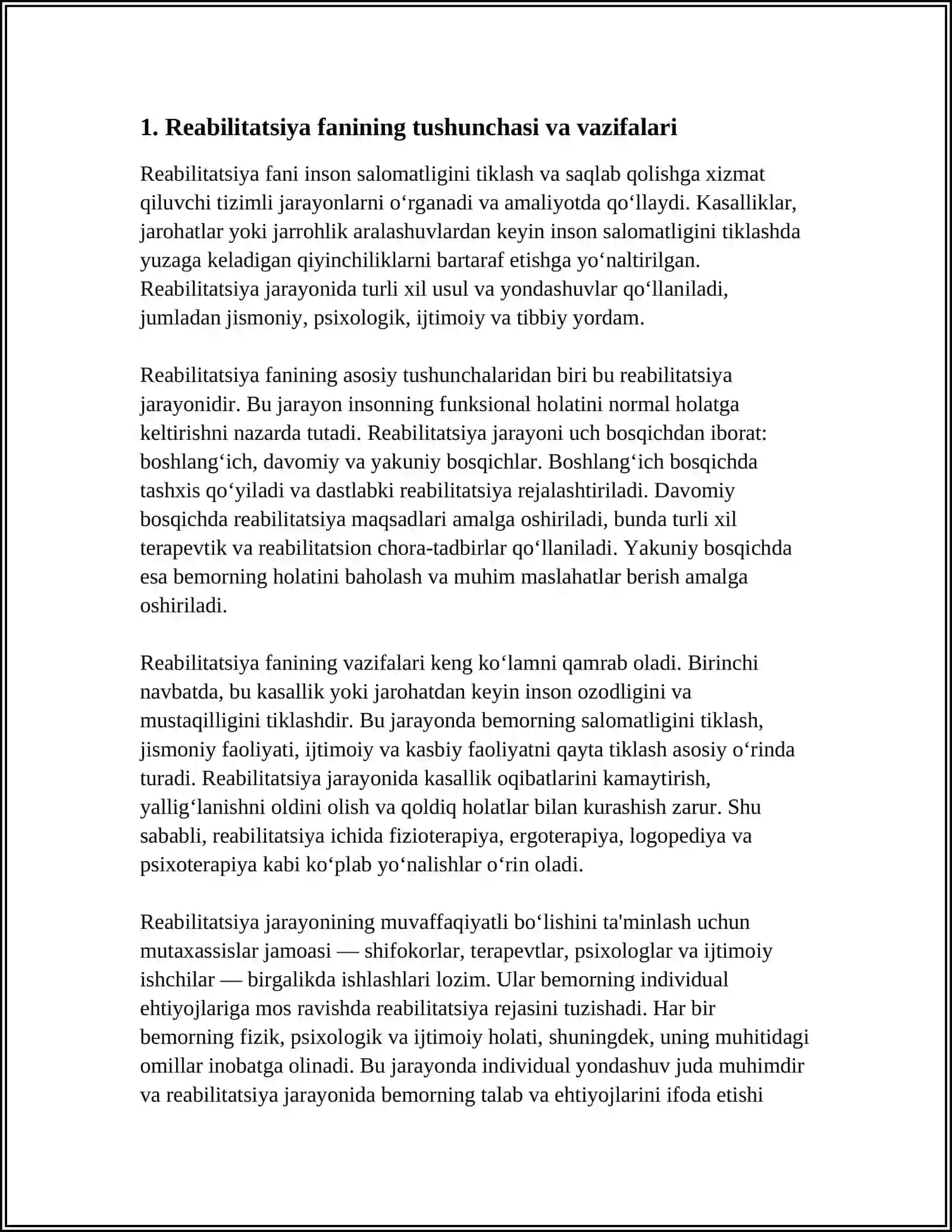 REABILITATSIYA FANIDAN REFERAT 3