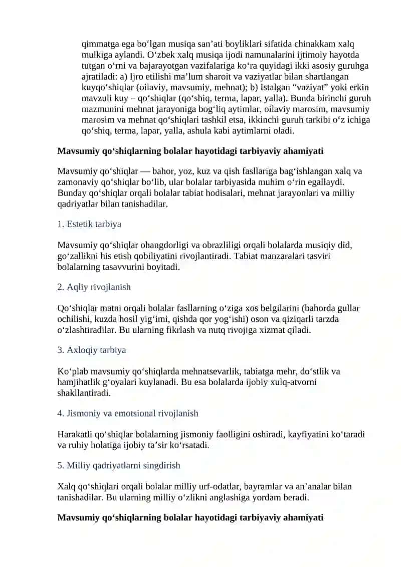 Mavsumiy qo‘shiqlar tushunchasi va ularning kelib chiqishi 3