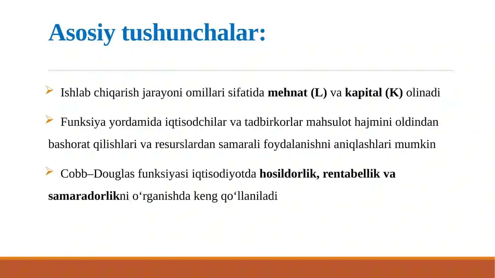 Cobb-Douglas ishlabchiqarish funksiyasi 3