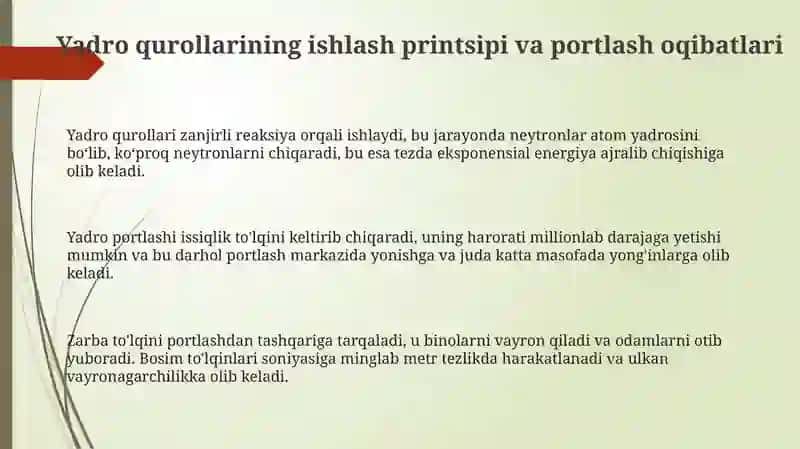 Yadroviy qurollar va ularning salbiy tasiri 3