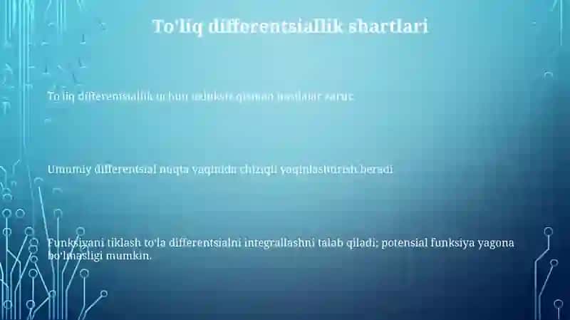 Toʻla differensiallik sharti 3
