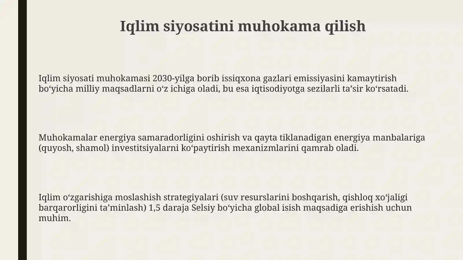 Iqlim siyosatining asosiy yoʻnalishlari 3