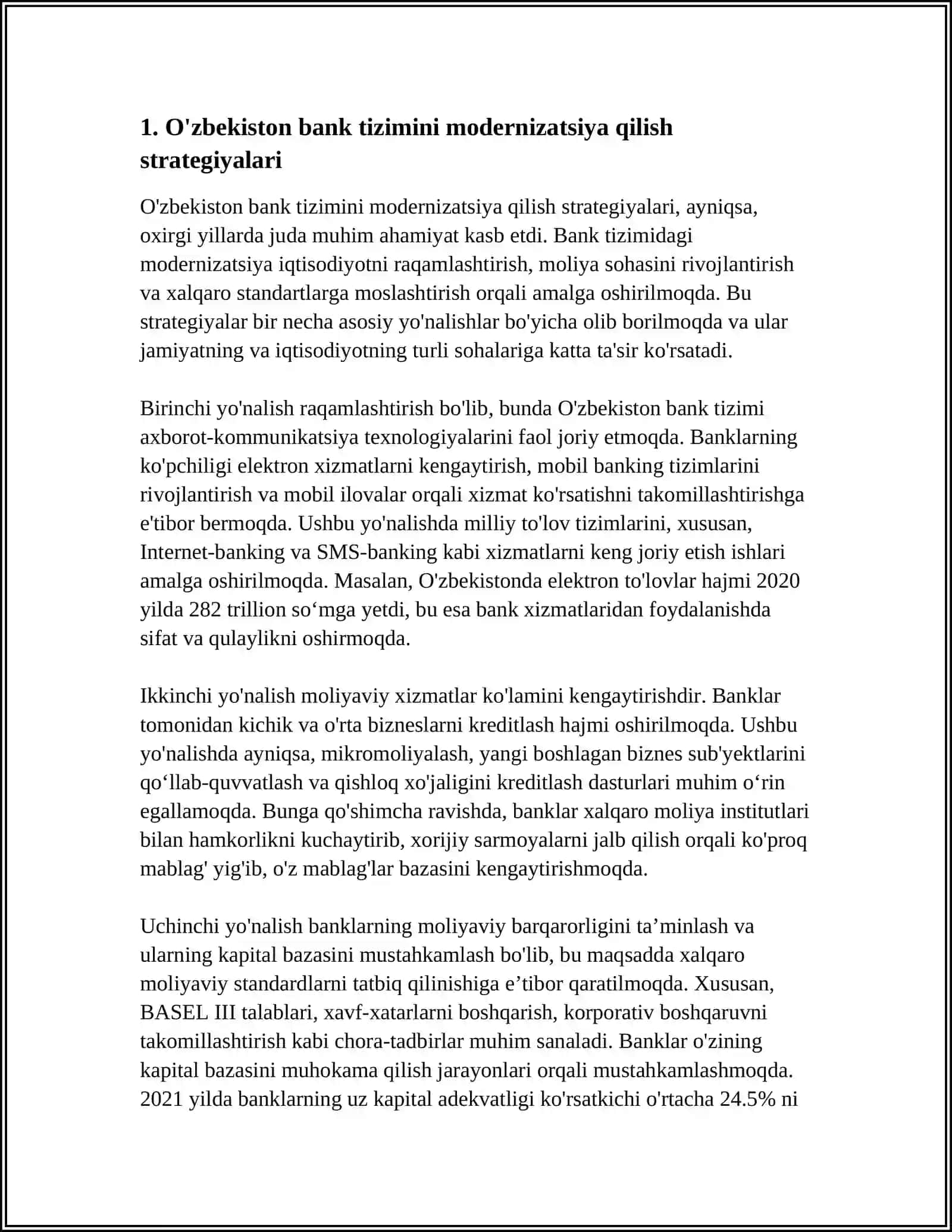 O'ZBEKSTAN BANK SISTEMASINDAĢI REFORMALAR HÁM RAWAJLANIW PERSPEKTIVALARI 3