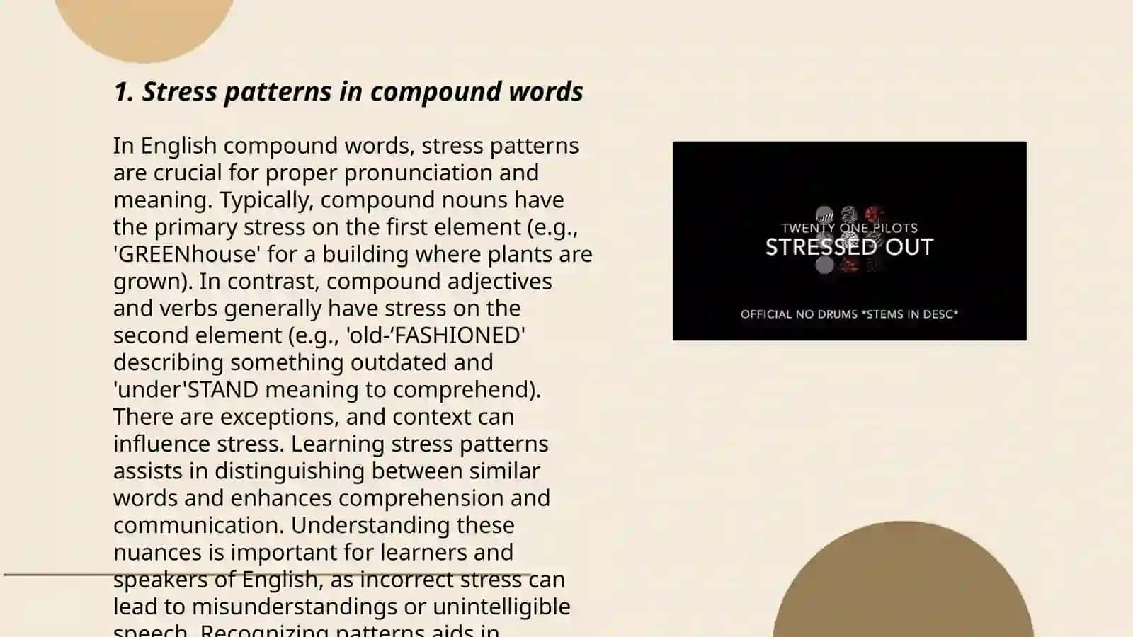 Stress in compound and derivod words 3