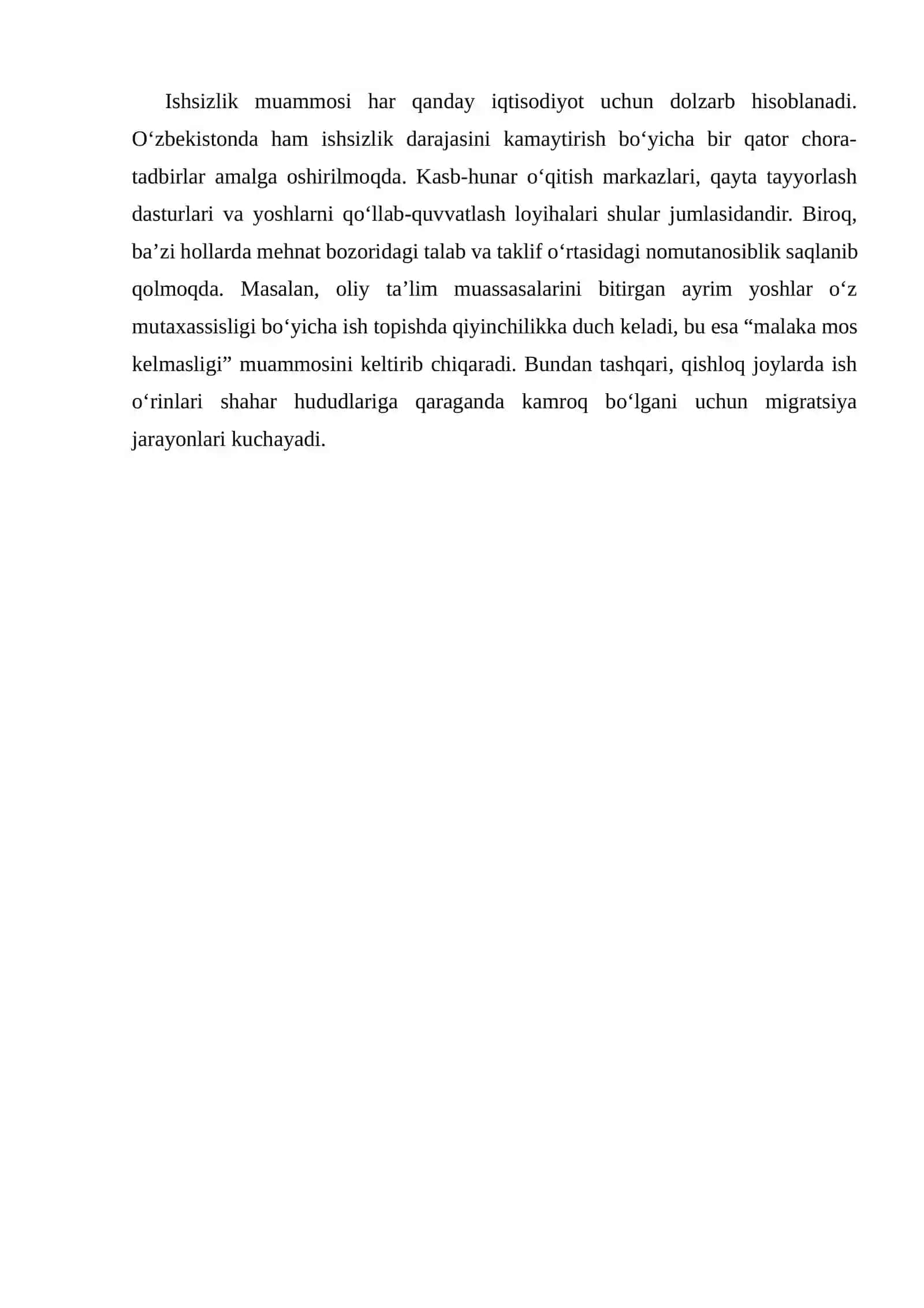O‘ZBEKISTON RESPUBLIKASIDA MEHNAT BOZORINING SHAKLLANISHI VA ISHSIZLIKNING O‘ZIGA XOS XUSUSIYATLARI 3