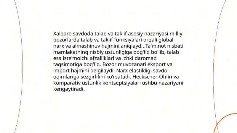 Xalqaro savdoda talab va taklif modellari 3